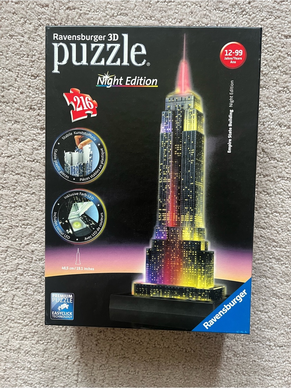 Ravensburger 3D Puzzle Night Edition with Multicolor LED Towers